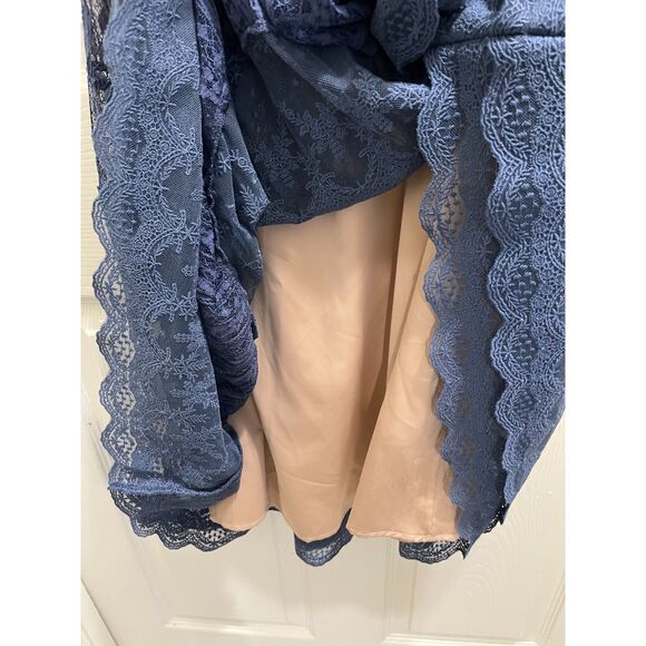 Sundance Sweep Of Lace Dress Blue Lined Small Short Sleeve Boho Modest - Picture 4 of 5